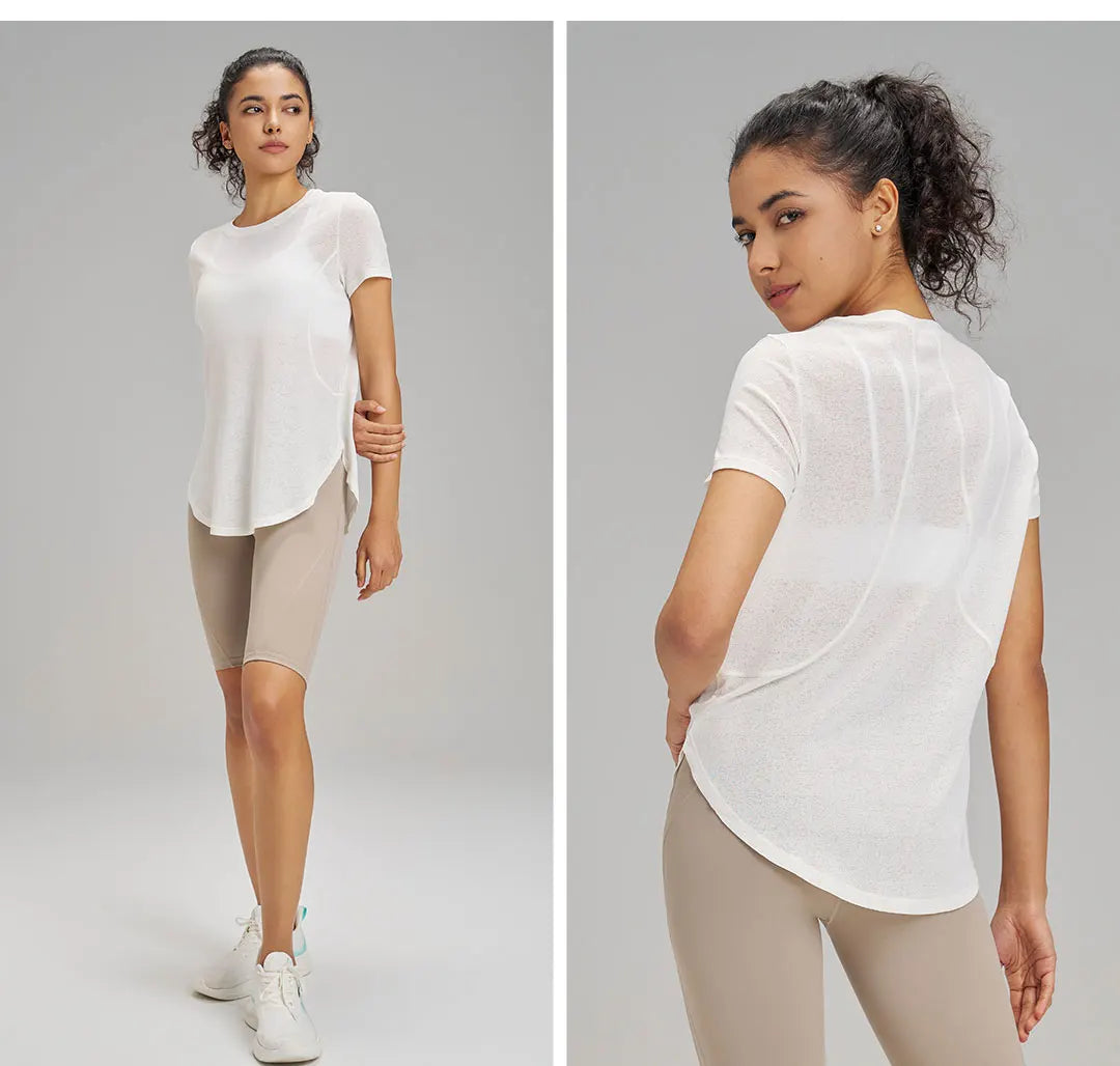 Blusa de Yoga Fitness Feminina - Costas Vazadas com Malha Respirável
