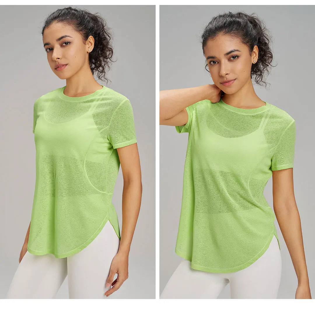 Blusa de Yoga Fitness Feminina - Costas Vazadas com Malha Respirável