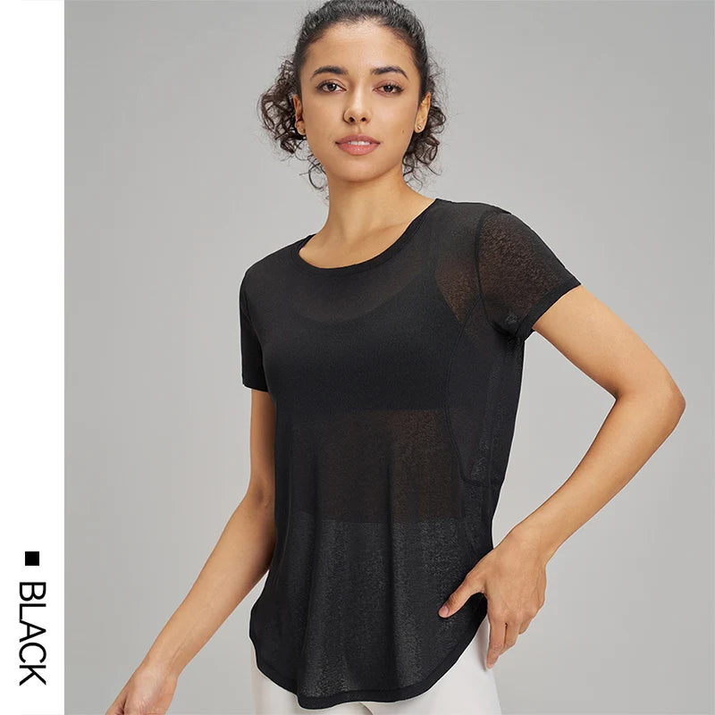 Blusa de Yoga Fitness Feminina - Costas Vazadas com Malha Respirável
