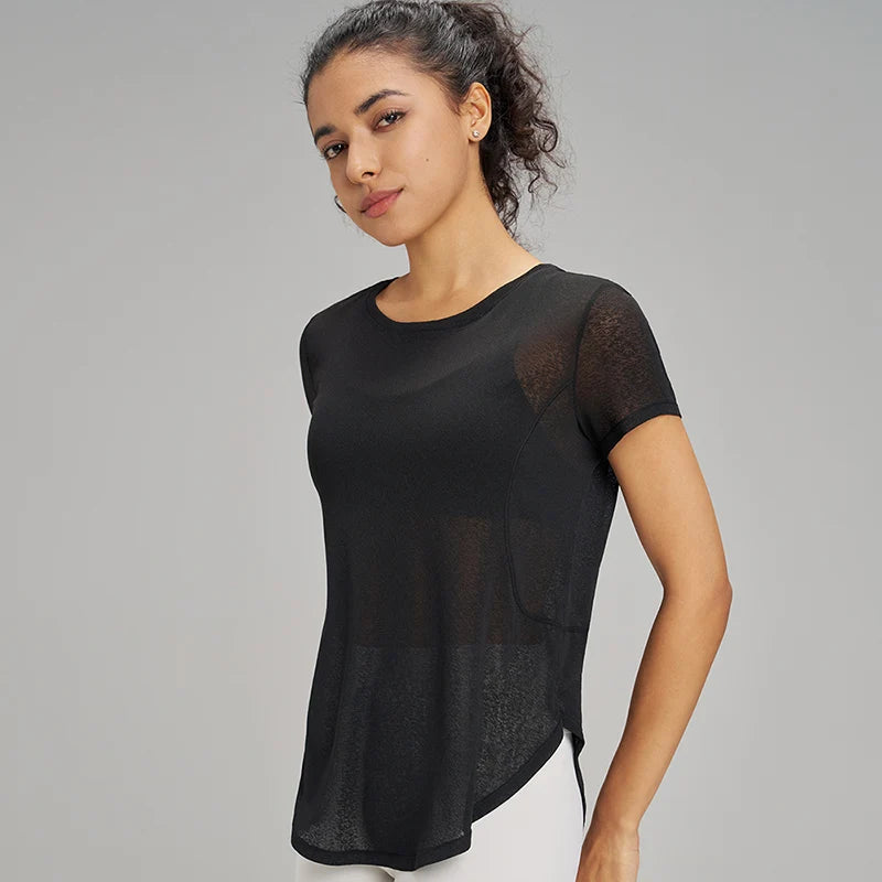 Blusa de Yoga Fitness Feminina - Costas Vazadas com Malha Respirável