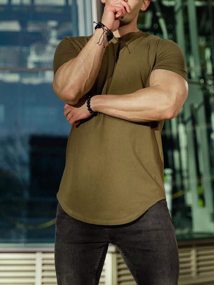 Camiseta Masculina Fitness de Algodão – Manga Curta, Confortável para Treino e Uso Casual