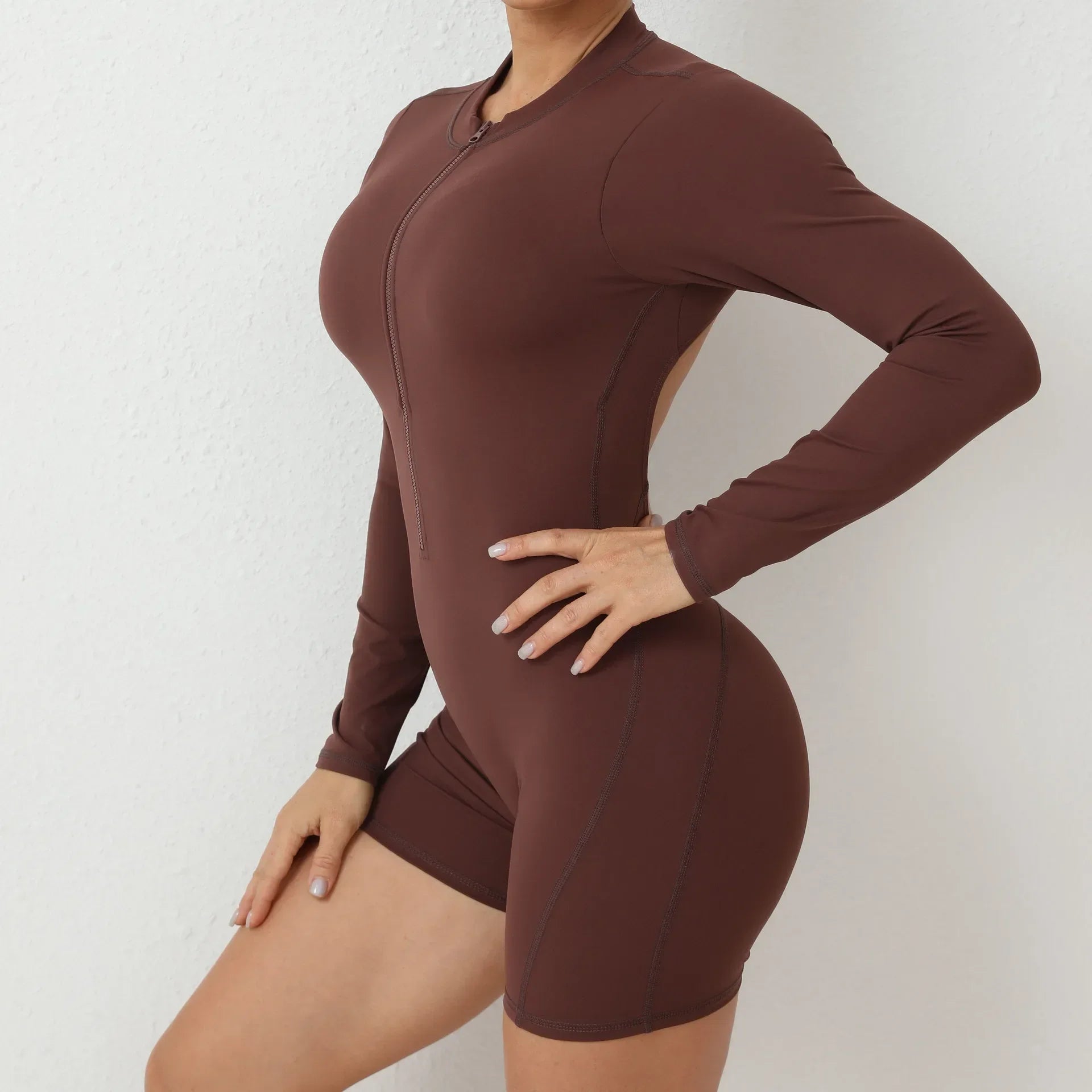 Macacão Esportivo Feminino de Manga Longa - Modelador e Levanta Bumbum