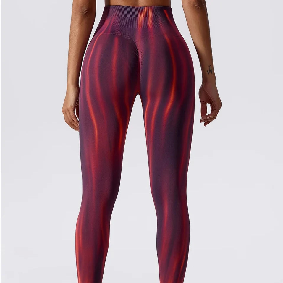 Leggings verticales con efecto tie-dye