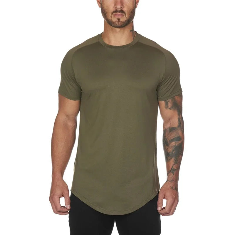 Camiseta Slim Masculina para Academia – Tela Respirável, Secagem Rápida, Ideal para Musculação e Fitness