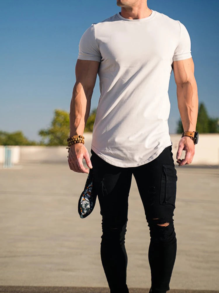 Camiseta Masculina Fitness de Algodão – Manga Curta, Confortável para Treino e Uso Casual