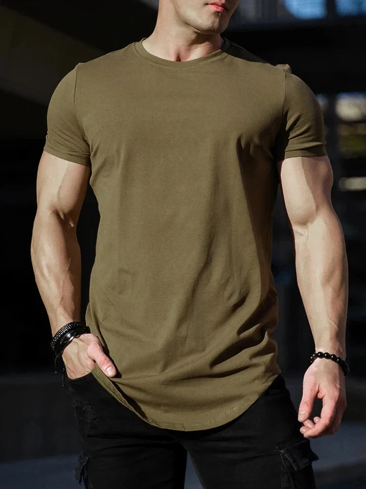 Camiseta Masculina Fitness de Algodão – Manga Curta, Confortável para Treino e Uso Casual