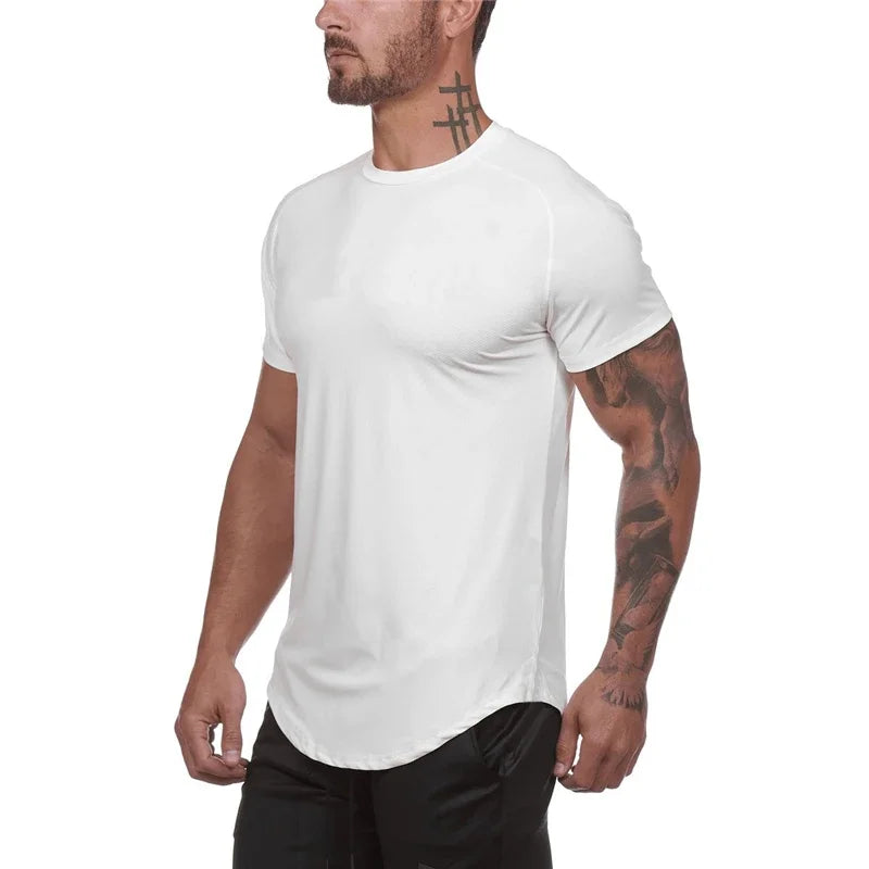 Camiseta Slim Masculina para Academia – Tela Respirável, Secagem Rápida, Ideal para Musculação e Fitness