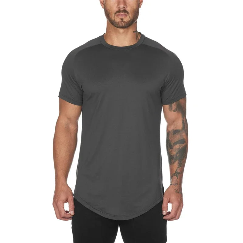 Camiseta Slim Masculina para Academia – Tela Respirável, Secagem Rápida, Ideal para Musculação e Fitness
